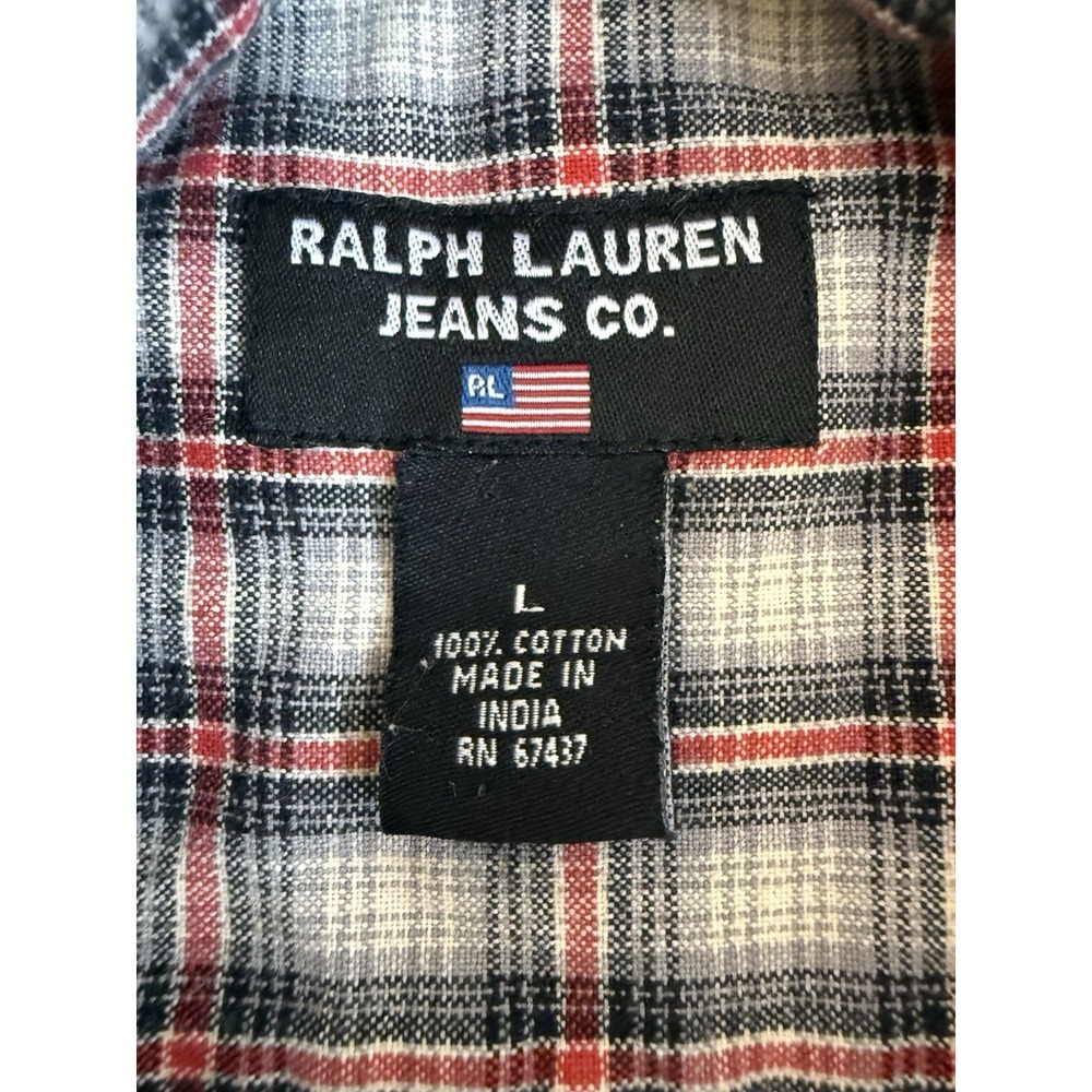 Ralph Lauren Jeans Co Plaid Button Up Shirt Men's L Cotton Long Sleeve Classic - Picture 6 of 9